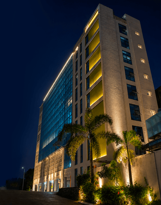Onbyz corporate office building at night